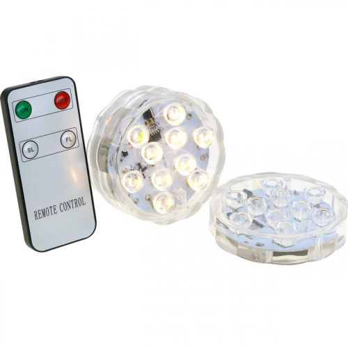 tételeket Víz alatti LED lámpák távirányítóval meleg fehér 2db
