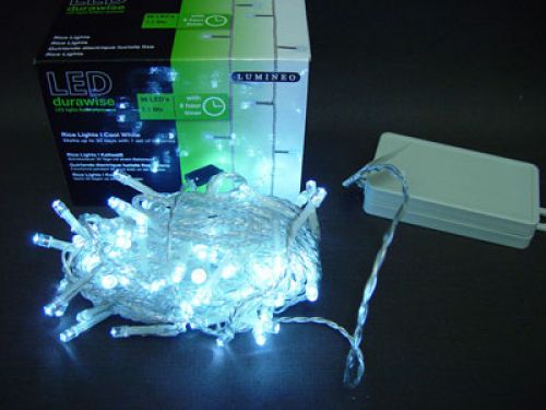 tételeket LED rizs világítólánc 96 7,1 m akkumulátorral és időzítővel hideg fehér kültérre