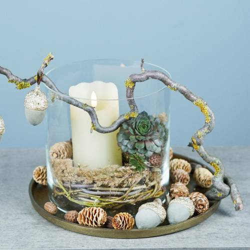 Floristik24 LED valódi viasz gyertya időzítővel Krém Elemhez H17cm