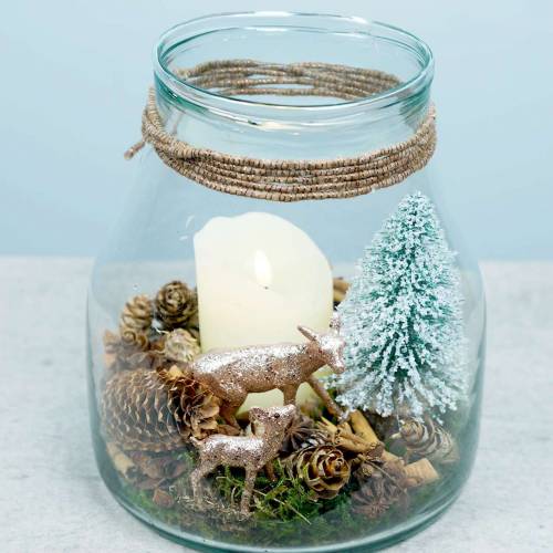 Floristik24 LED valódi viasz gyertya elefántcsont, meleg fehér lánghatású időzítő elemmel működik Ø7,5 H10cm