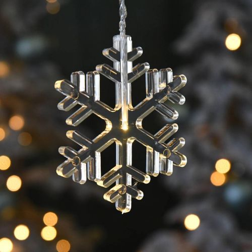 tételeket LED ablakdísz Karácsonyi hópelyhek meleg fehér Akkumulátorhoz 105cm
