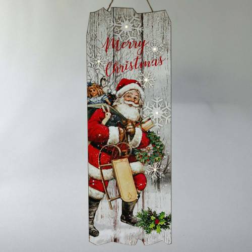 Floristik24 LED-es falfestmény Mikulás "Merry Christmas" 21 × 60 cm Akkumulátorhoz
