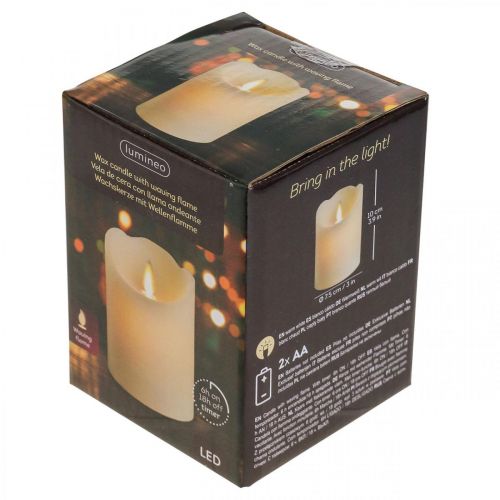 Floristik24 LED gyertyaviasz oszlopos gyertya meleg fehér Ø7,5cm H10cm