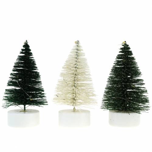 tételeket LED karácsonyfa zöld / fehér 10cm 3db
