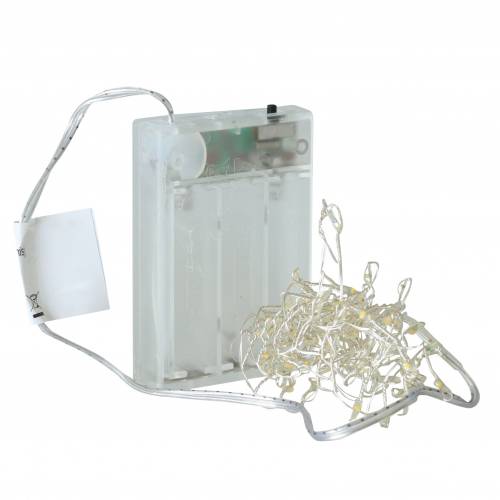 Floristik24 LED világítólánc meleg fehér ezüst 100cm 100L akkumulátornak