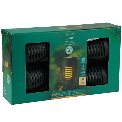 tételeket LED-es napelemes fáklyák kerti lánghatású erkély H38cm 4 db