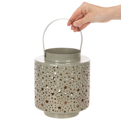 Csillagmintás lámpás, fém, zöld, 31cm | Floristik24.hu