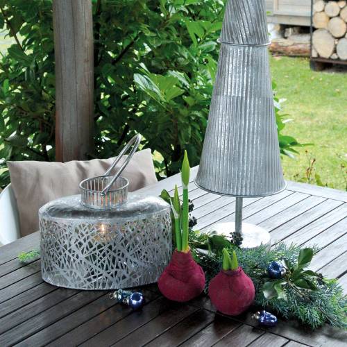 Floristik24 Lámpa ovális antik megjelenésű fém ezüst 15 × 28cm H19cm