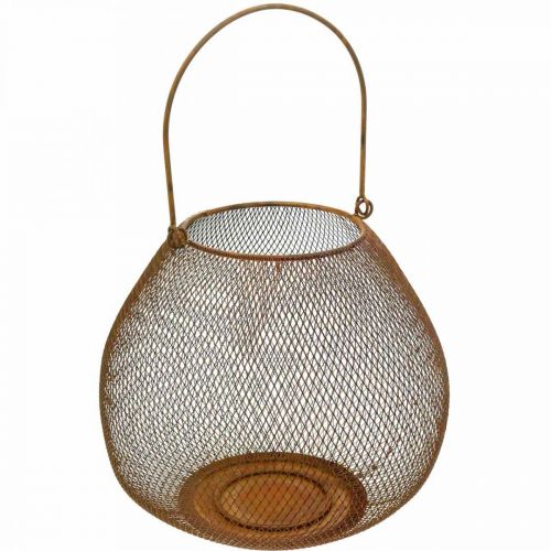 Floristik24 Fém lámpás rács ráccsal asztali dekorációval Ø26cm H20cm