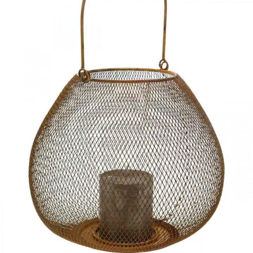 Floristik24 Fém lámpás rács ráccsal asztali dekorációval Ø26cm H20cm