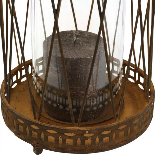 Floristik24 Lámpás rozsdás kinézetű hurrikán vintage retro Ø17,5cm H43cm