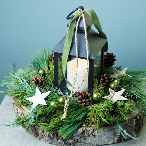 Floristik24 Lámpás LED gyertyával fekete 10,5×24cm