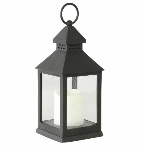 Floristik24 Lámpás LED gyertyával fekete 10,5×24cm