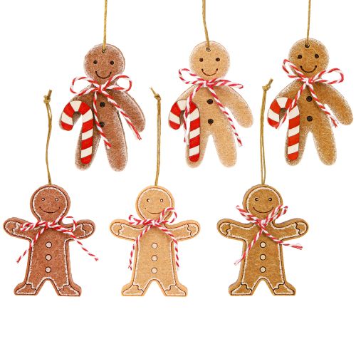 Floristik24 Mézeskalács emberke dekoráció akasztásra, farost vegyes 8cm 12db