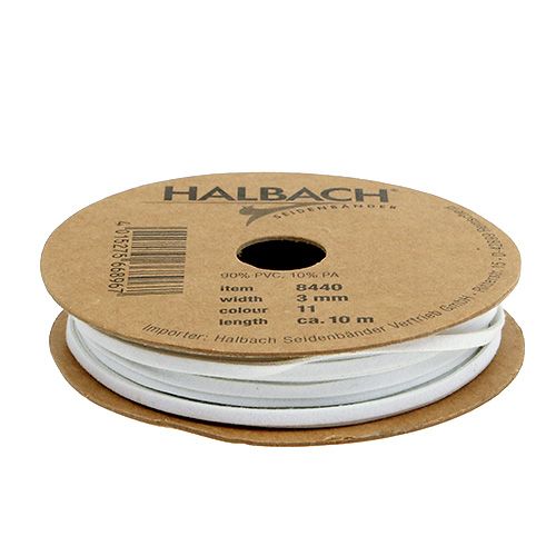 Floristik24 Bőr zsinór fehér 3mm 10m