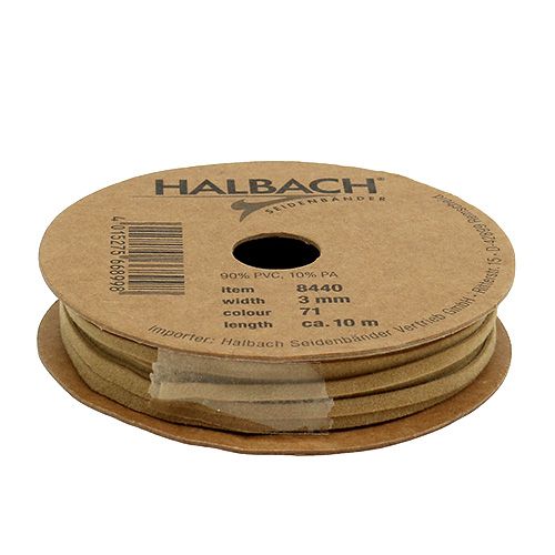 Floristik24 Bőr zsinór matt világosbarna 3mm 10m