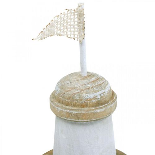 Floristik24 Világítótorony dekoráció, tengeri, fa világítótorony piros, strandparti H31cm