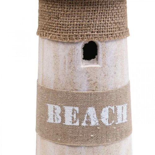 Floristik24 Világítótorony fa dekoráció fehér, natúr tengeri dekoráció H44cm