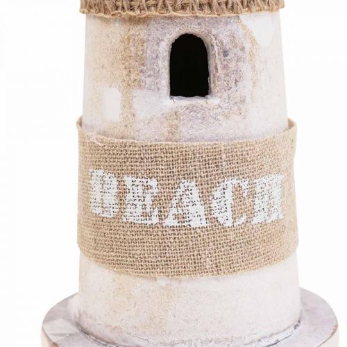 Floristik24 Fa világítótorony Tengeri Wood Deco Fehér H25cm