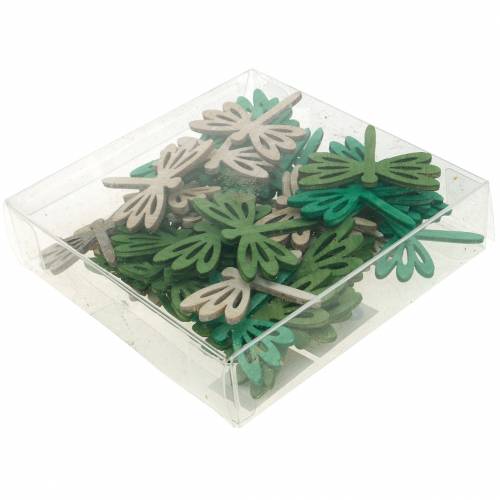 tételeket Szitakötők szóráshoz, nyári dekoráció fából, asztaldísz zöld 48 db