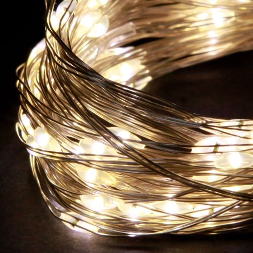 tételeket Tündérfények 50 mikro LED meleg fehér időzítő elemmel 6 db