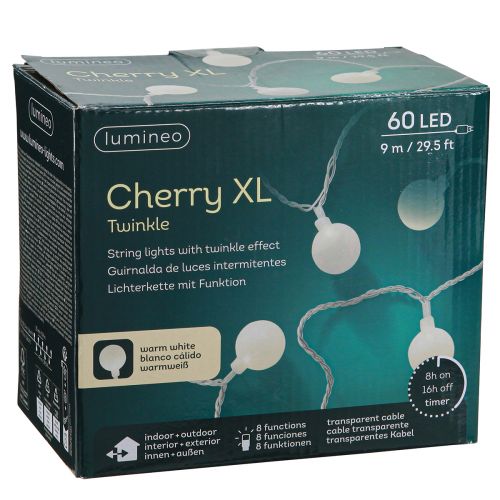 tételeket Fairy lights labdák időzítő 60 LED meleg fehér belül kívül 9m