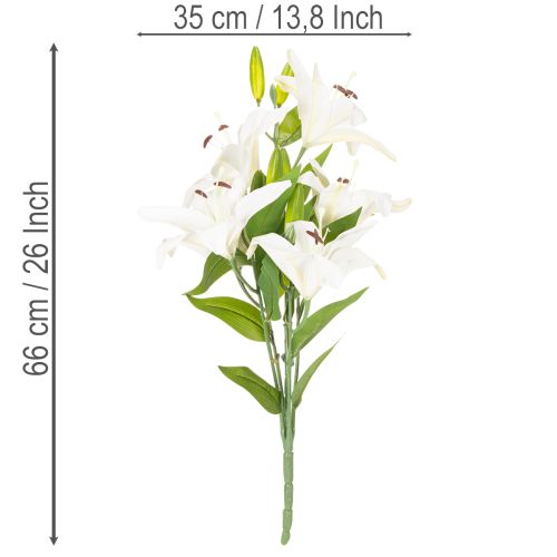 Műliliomok, 6 fehér virág, valósághű virágzó ág, 66 cm | Floristik24.hu