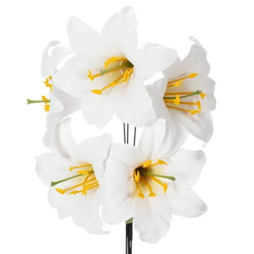 Műliliom virág, fehér, dróton, közepes méret, 35 cm, 5 darab vétel | Floristik24.hu