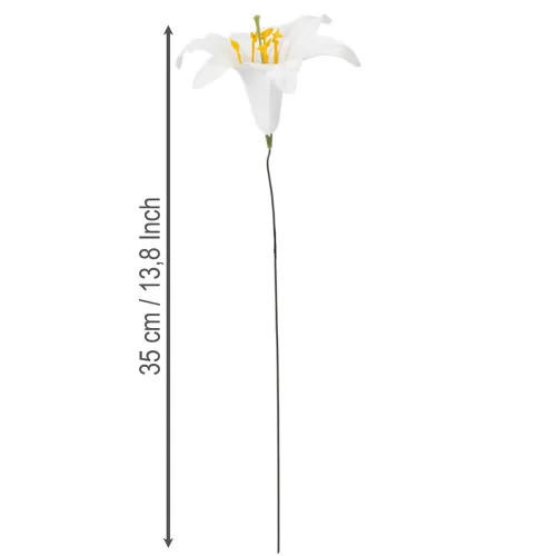 Műliliom virág, fehér, dróton, közepes méret, 35 cm, 5 darab | Floristik24.hu