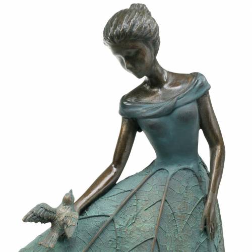 Floristik24 Kerti figura lány virágruhában bronz/zöld H52,5cm
