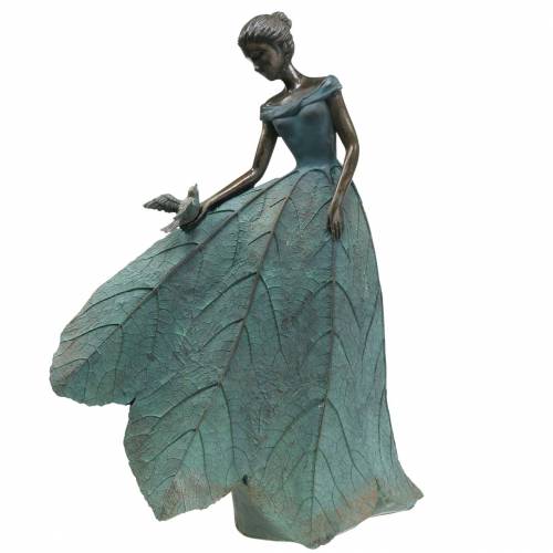 Floristik24 Kerti figura lány virágruhában bronz/zöld H52,5cm