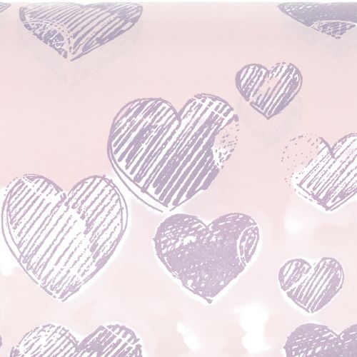 tételeket Virágos csomagolópapír szívmotívumokkal dekoratív virágalkotásokhoz, 25cm x 25m