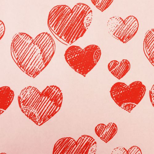 tételeket Mandzsetta papír selyempapír rózsaszín szívek 25cm 100m