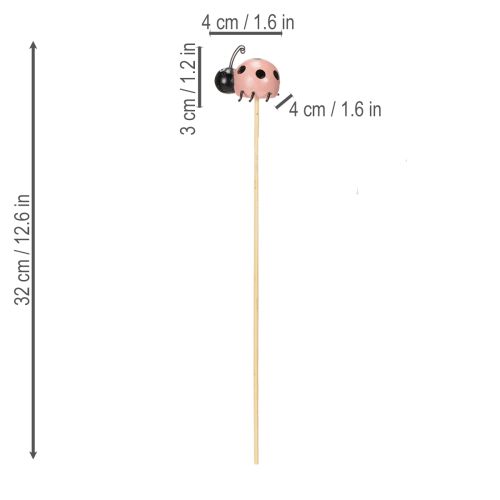 tételeket Katicabogár díszfigurák virágcserepekbe és virágkompozíciókba tavaszi dekorációhoz, 32 cm, 16 darab