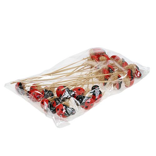 Floristik24 Katicabogár fapálcán szizál díszítéssel 5cm 24 db