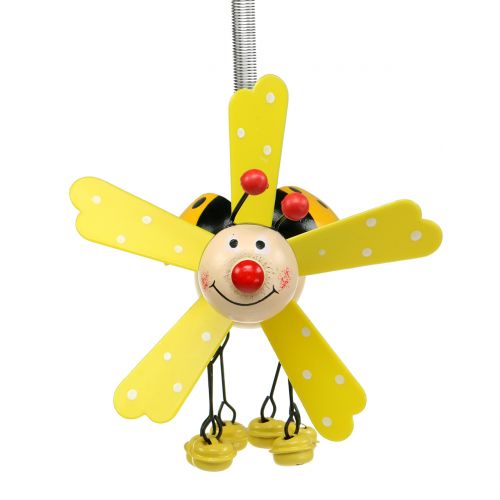 Floristik24 Szélcsengő Katicabogár fa sárga 12cm