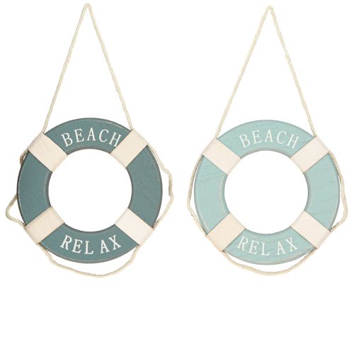 tételeket Mentőgyűrűs fa dekoráció tengeri kék akasztóhoz Ø13cm 2db