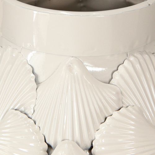 tételeket Tengeri dekoráció váza fém váza kagylók szürke fehér Ø24cm H31,5cm