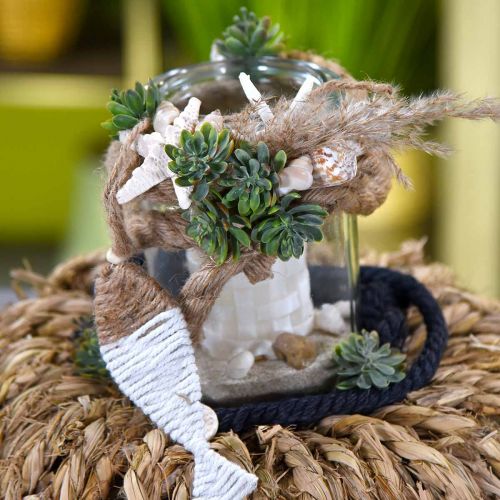 Floristik24 Tengeri dekoráció füzér juta 6 hal tengeri csillaggal 120cm