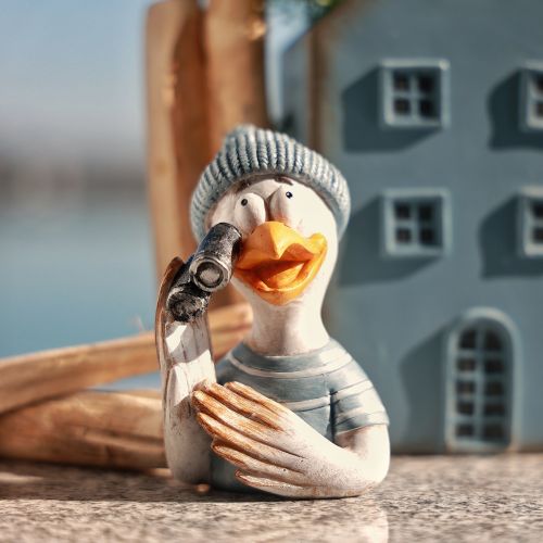 Floristik24 Tengerészeti dekorációs sirály asztaldísz kék fehér ezüst M11cm 2db