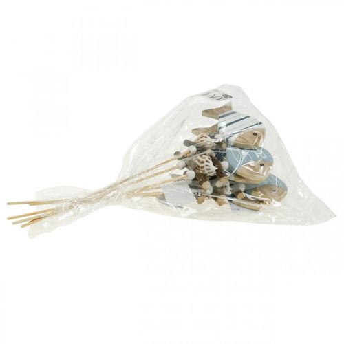 Floristik24 Tengeri díszdugók, halak és kagylók a boton, tengeri díszek, fa halak 6db