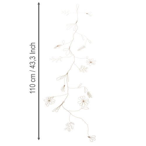 tételeket Fém virágdekorációs girland, drót virágkoszorúhoz, nyári dekoráció, fali dekoráció, arany, 110cm