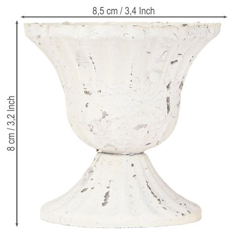 Floristik24 Fém dekoratív csésze Small Shabby Chic Fehér Ø8,5cm H8cm 2db
