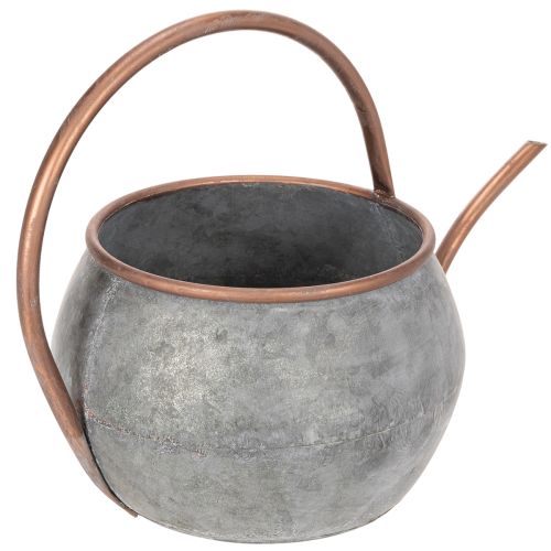 Fém díszes öntözőkanna, vintage vidéki stílus, kerti dekoráció, ültetéshez, ezüst réz, H41cm Ø26cm M30cm | Floristik24.hu