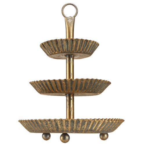 Floristik24 Fém etagere 3 szintes arany antik vintage Ø17cm H23cm