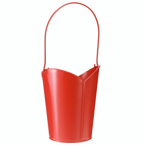 tételeket Fém virágtartó szívdísz nyéllel piros Ø12cm H15/9cm