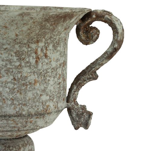 Floristik24 Fém dísztrófea fogantyúval barna fehér Ø13,5cm H19,5cm