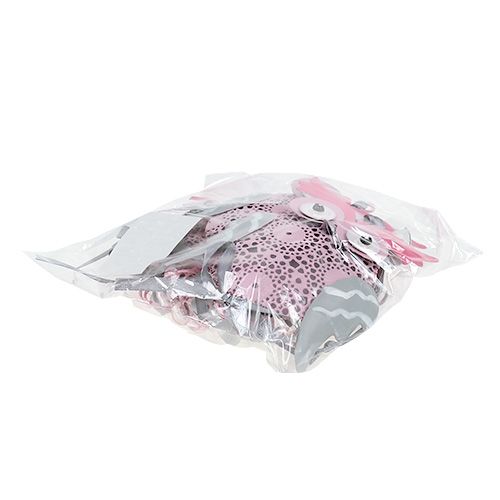 Floristik24 Fém fogas bagoly szürke, fehér, rózsaszín 10cm 3db