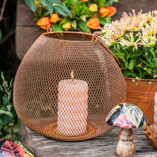 Floristik24 Fém lámpás rács ráccsal asztali dekorációval Ø26cm H20cm