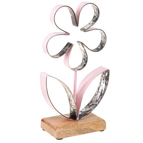Floristik24 Fém virág fa alapon Pink Silver Vintage H29cm